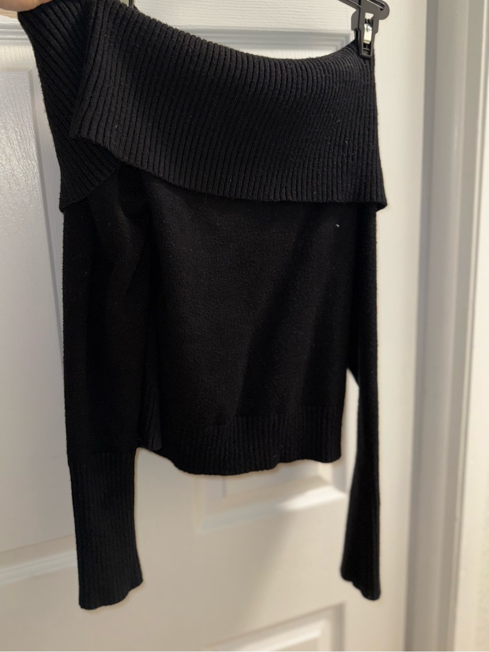Off-Shoulder Black Women's Sweater